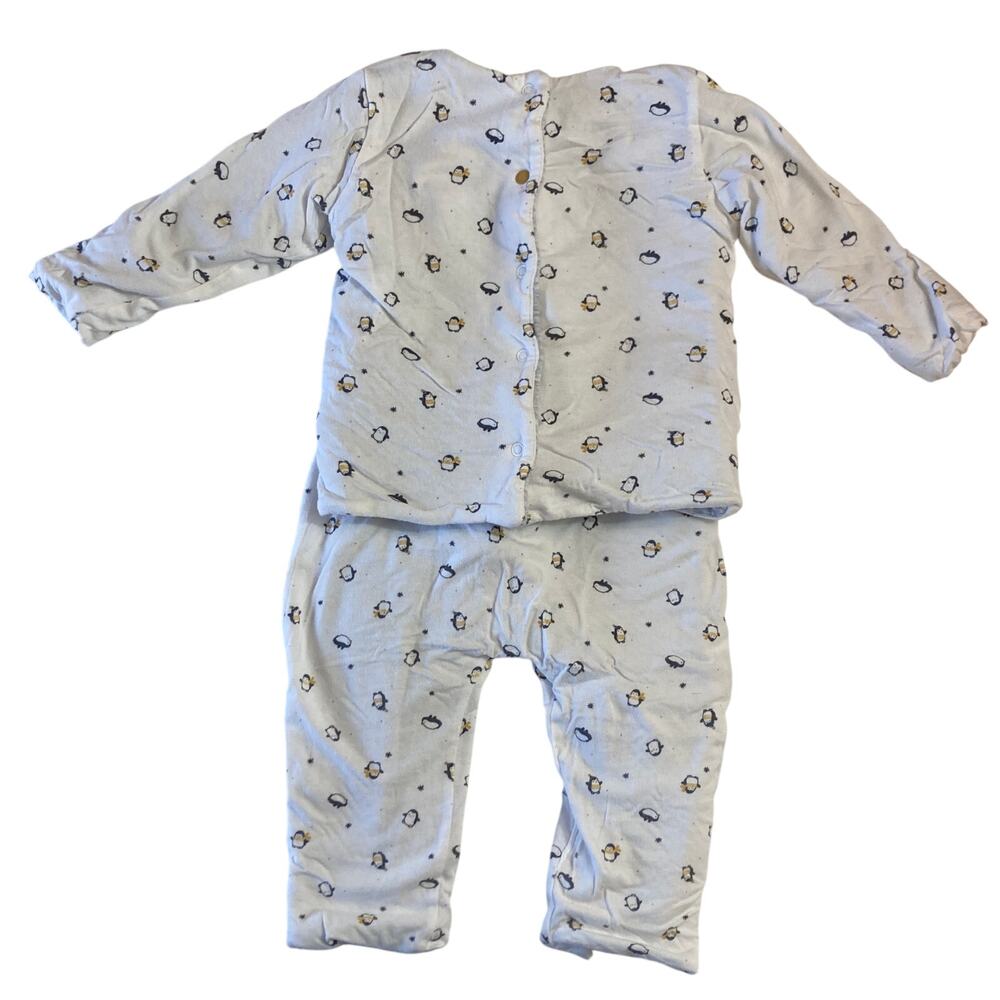 Absorba Reversible Gray White Penguins Cozy Sweater Pants Sweatsuit Matching Set